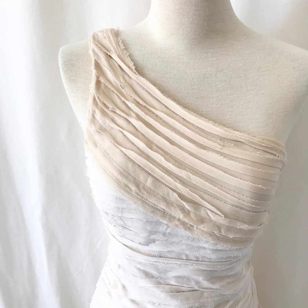 Bebe Y2K Ruched Lime Ombre One Shoulder Bodycon Party Prom Wedding Dress Small - Picture 3 of 10